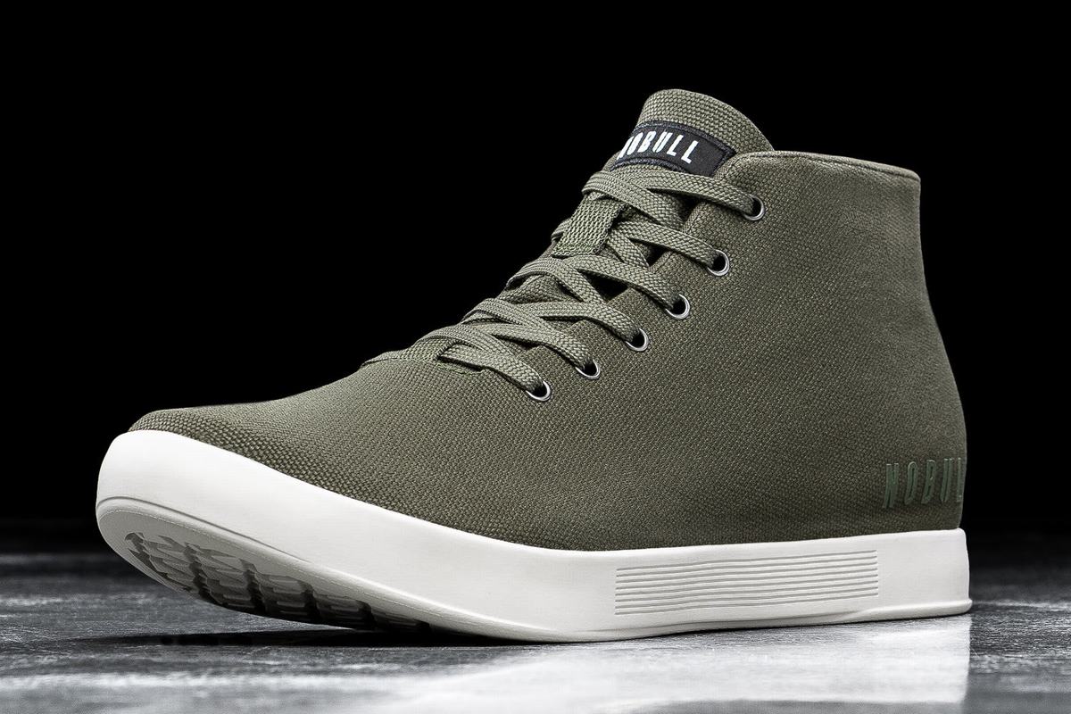 Nobull Canvas Mid Men's Trainers Dark Green White | Australia (RY2681)